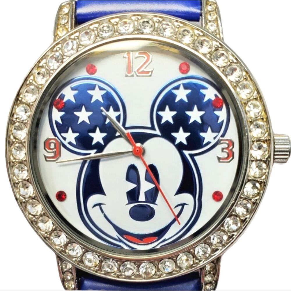 Disney Patriotic Mickey Mouse Watch Blue Silver Adjustable